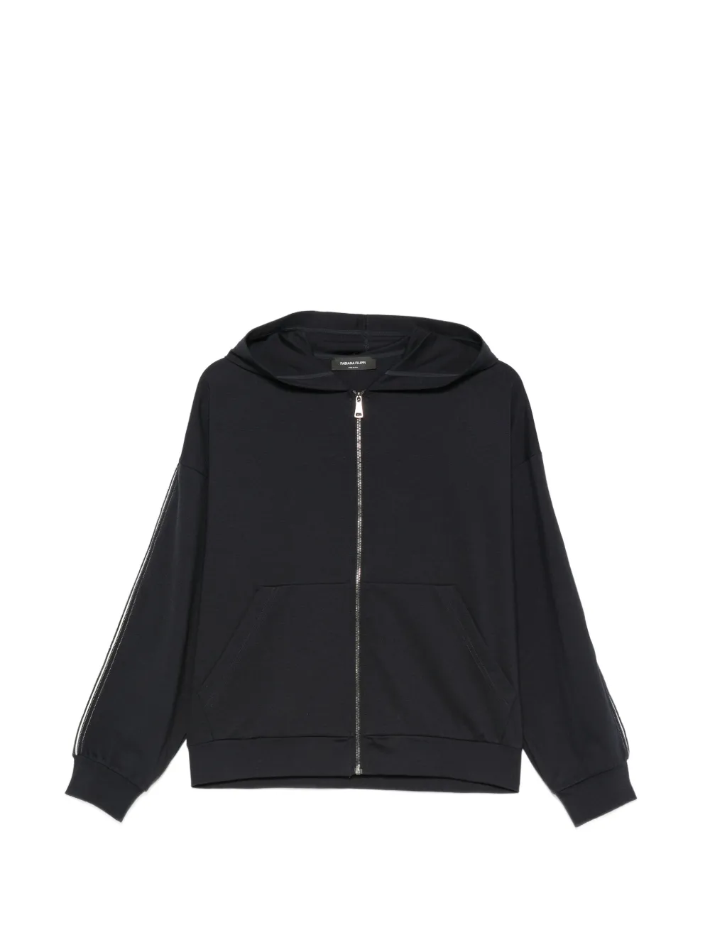 Fabiana Filippi zip-fastening side-stripe hoodie - Blue