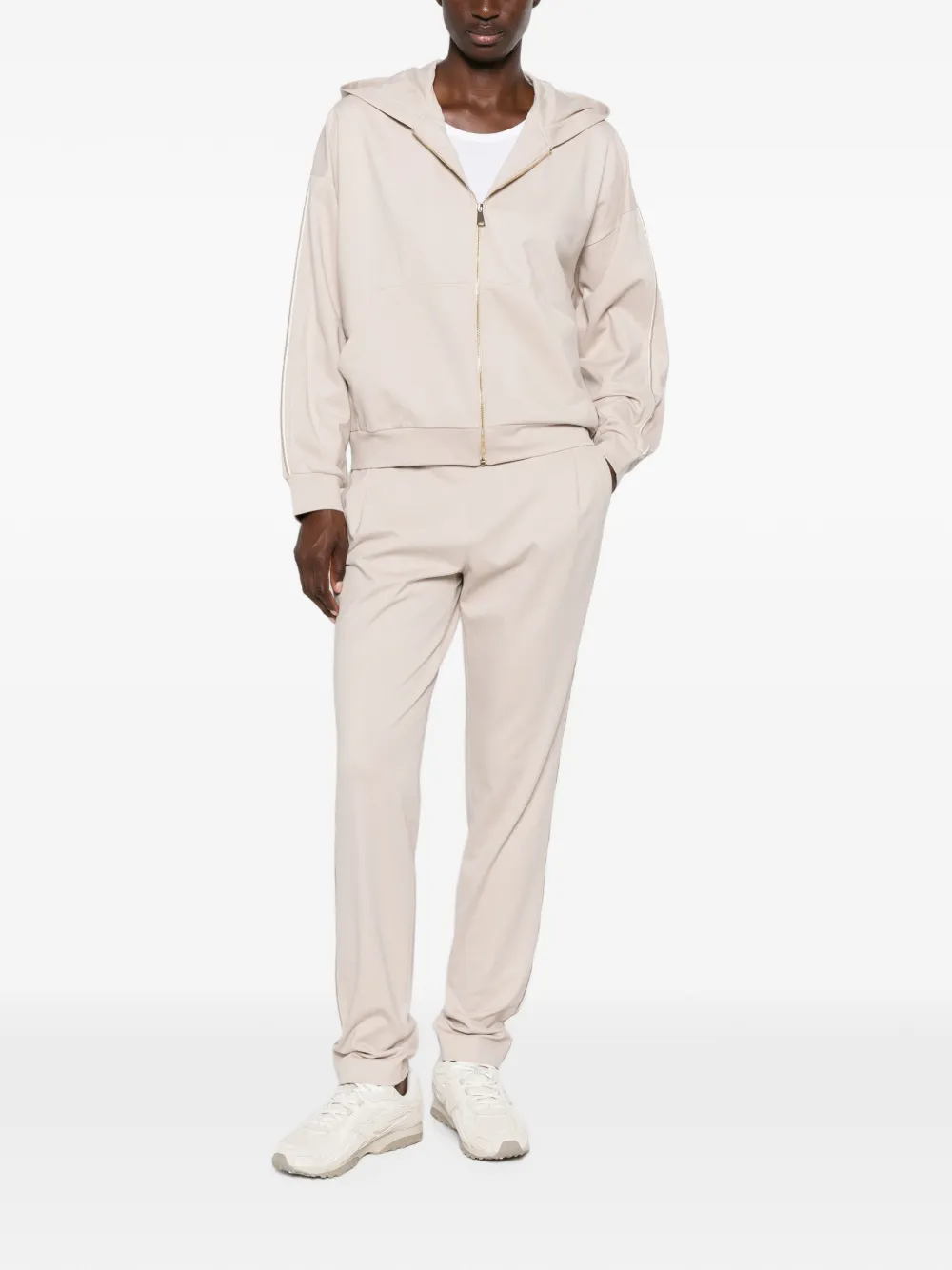 Fabiana Filippi Hoodie met ritssluiting en zak Beige