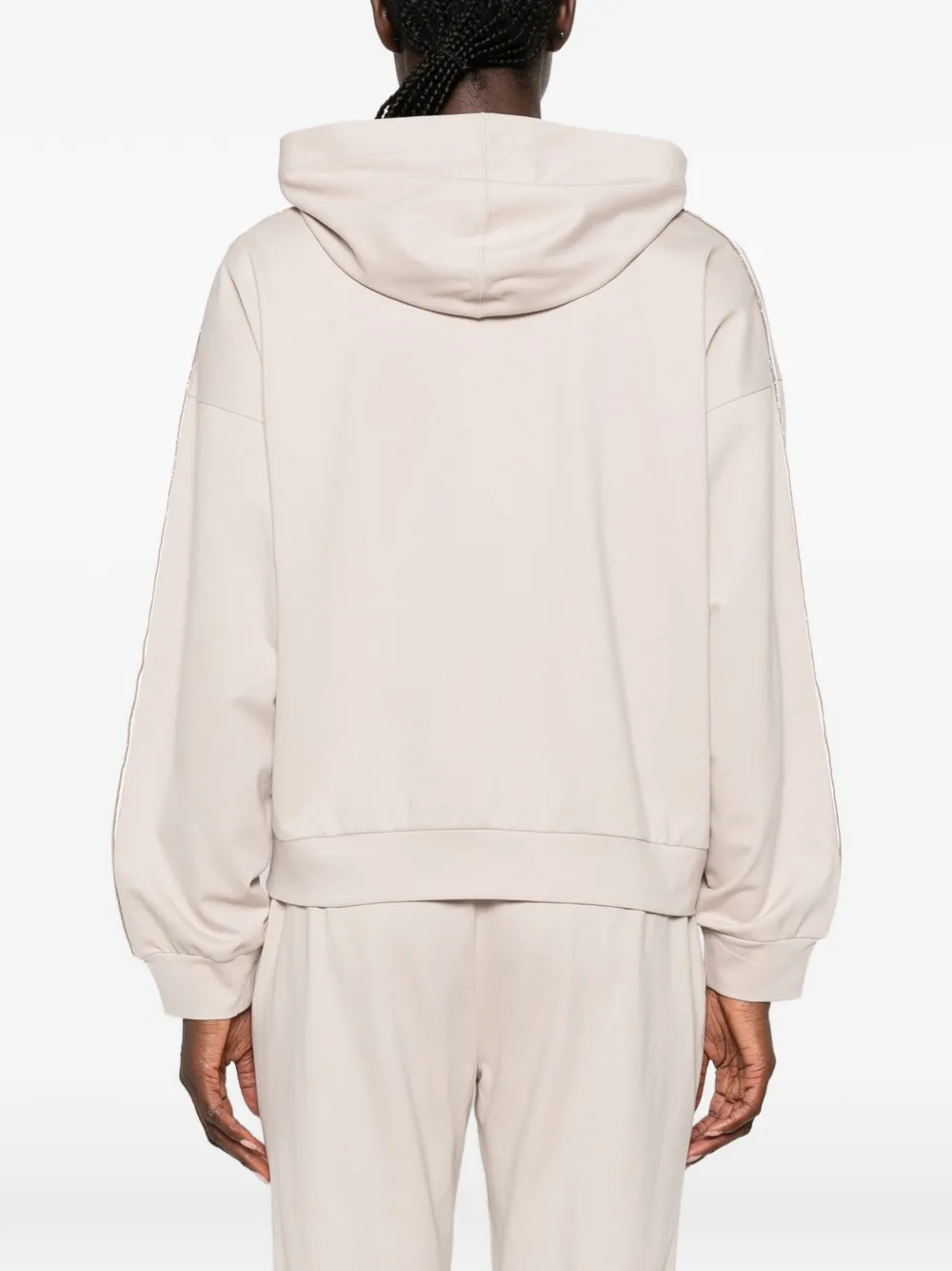 Fabiana Filippi Hoodie met ritssluiting en zak Beige
