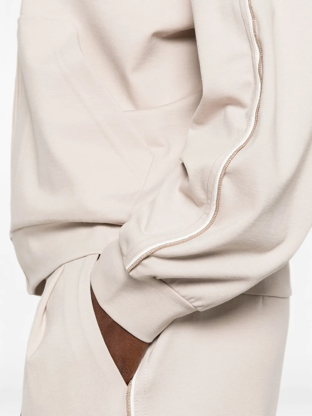 Fabiana Filippi Hoodie met ritssluiting en zak Beige