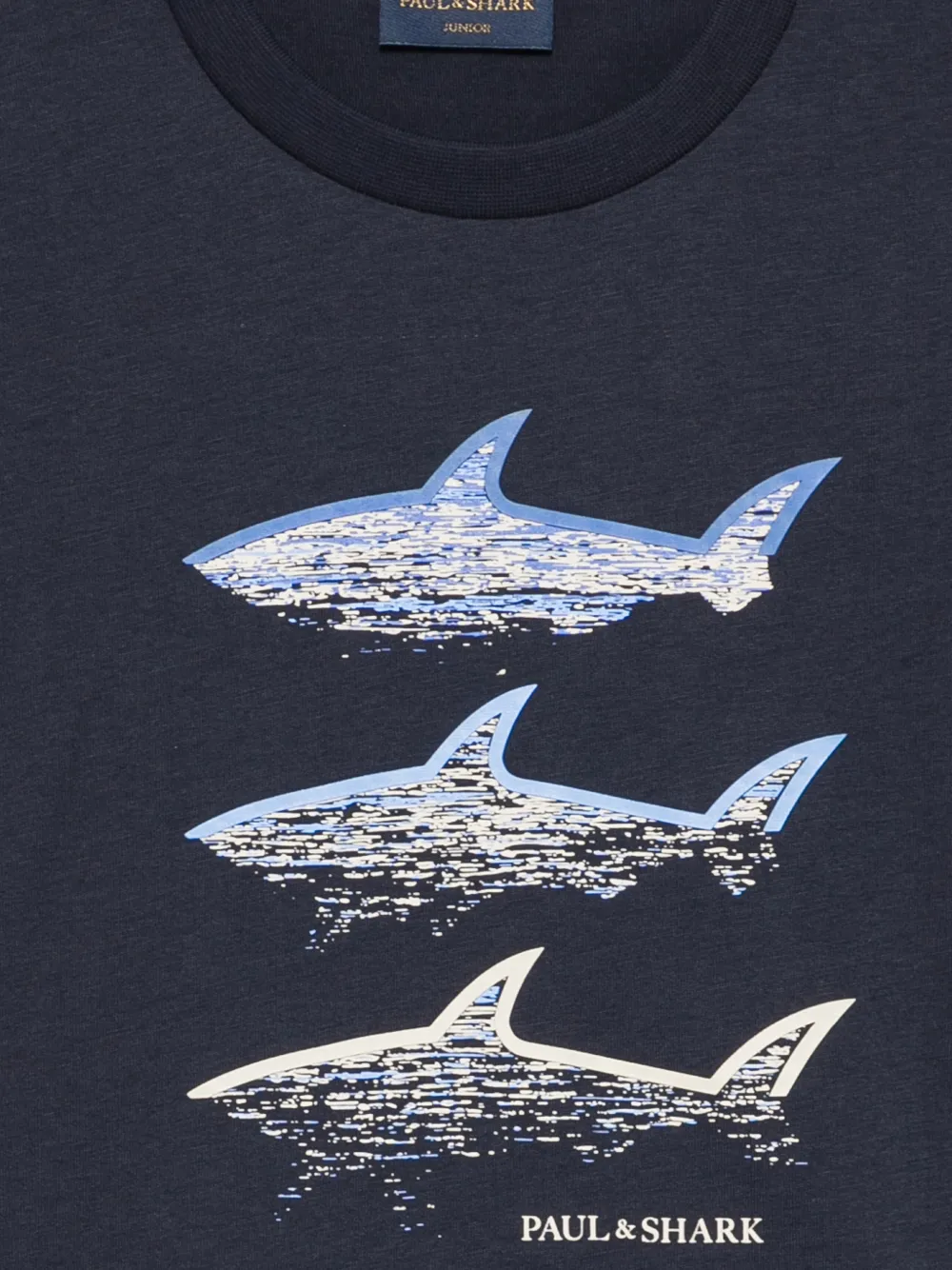 Paul & Shark Junior T-shirt met haaiprint Blauw