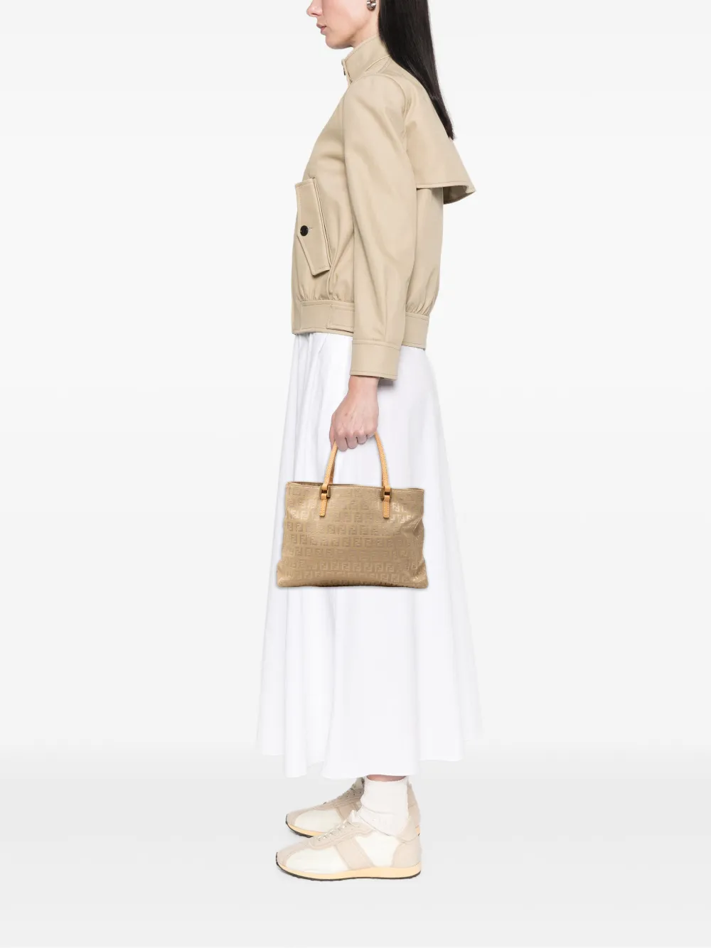 Fendi Pre-owned 2000-2010 Zucchino Canvas Shopping Tote Bag in Neutrals, view 2