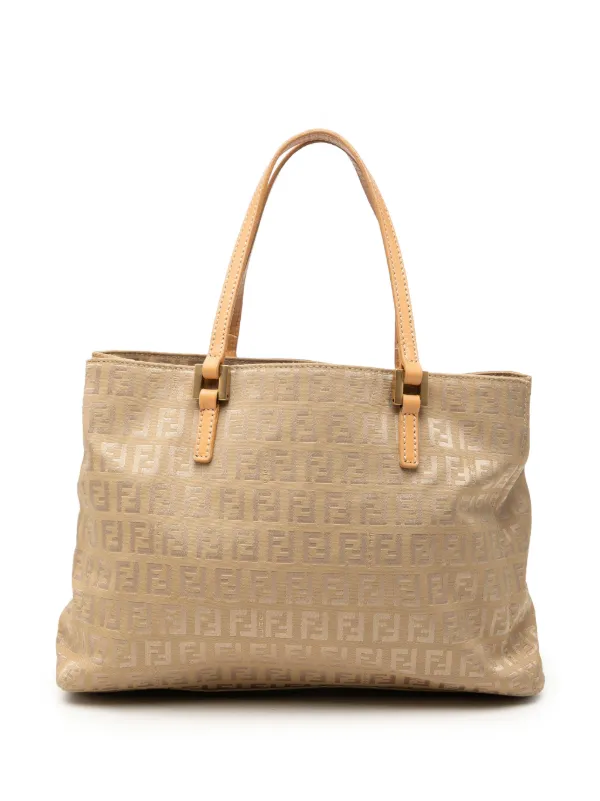 Fendi Pre-owned 2000-2010 Zucchino Canvas Shopping Tote Bag in Neutrals