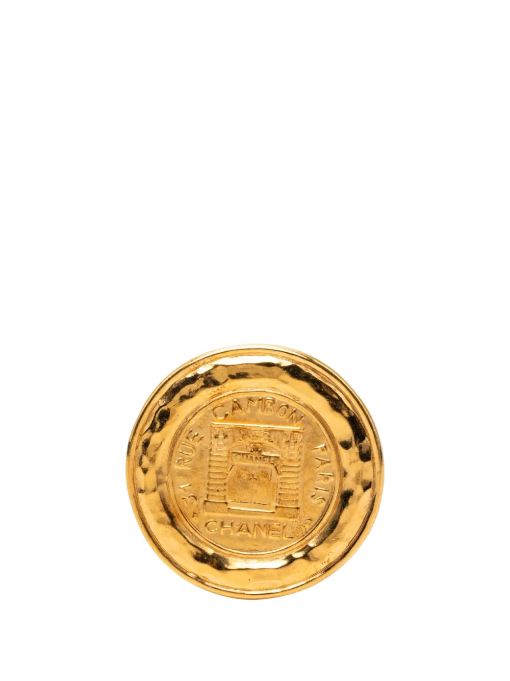CHANEL Pre-Owned 1970-1980 Gold Plated 31 Rue Cambon Round Brooch costume brooch - Oro