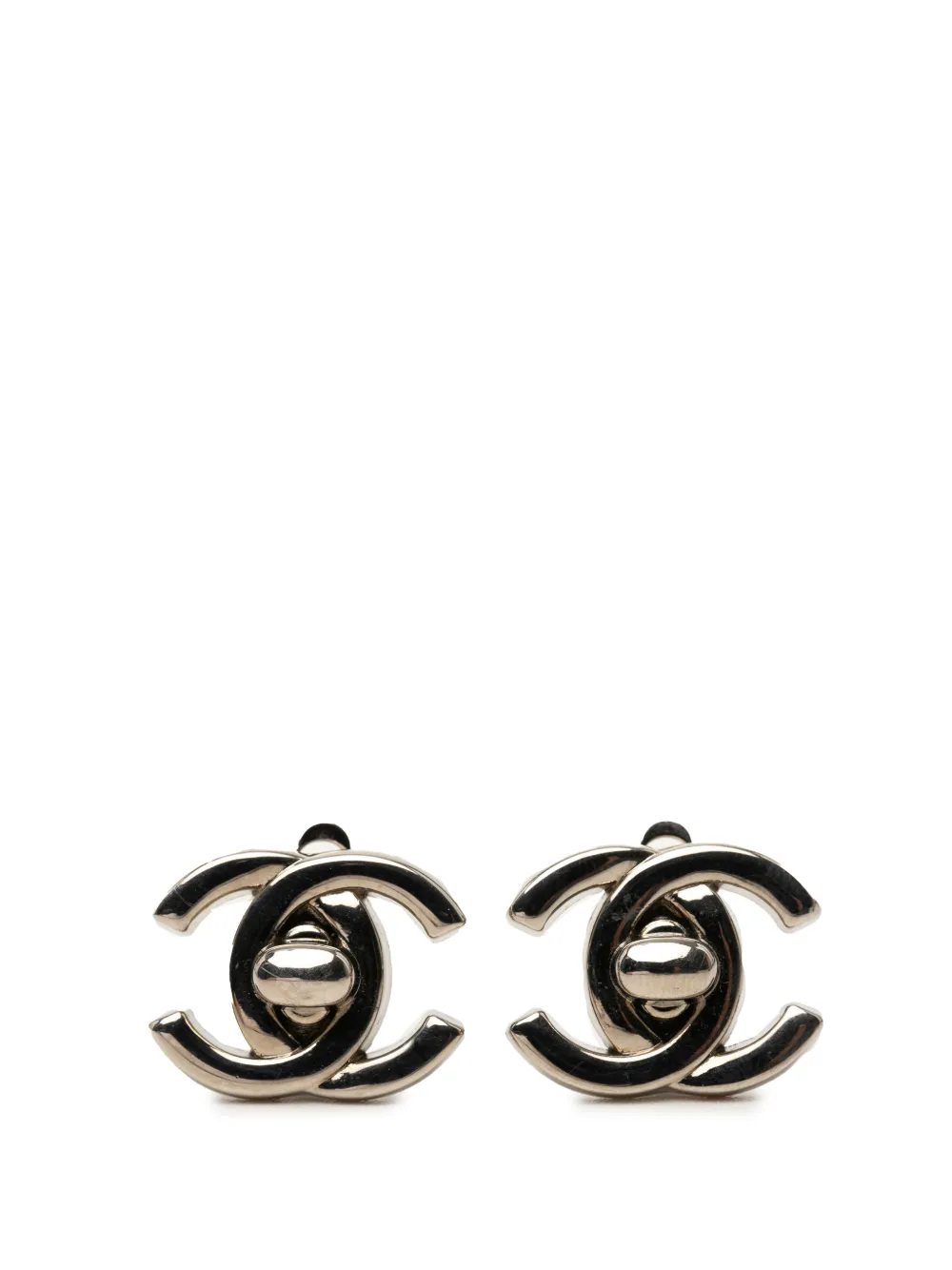 CHANEL Pre-Owned 1996 CC Brass Turn Lock Clip On Earrings costume earrings - Argento