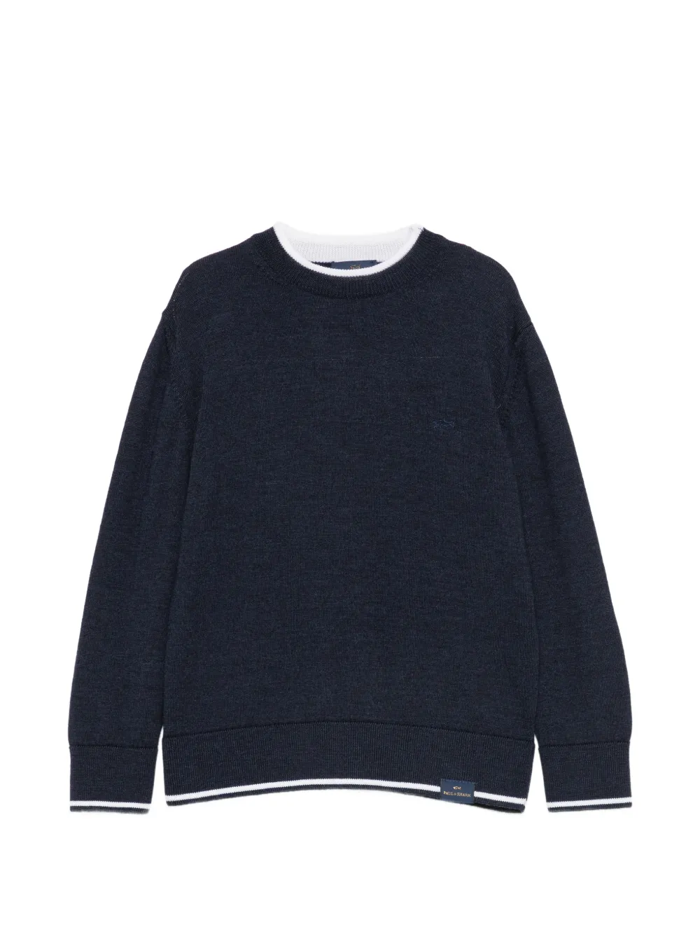 Paul & Shark Junior logo-embroidered tipped sweater - Blu