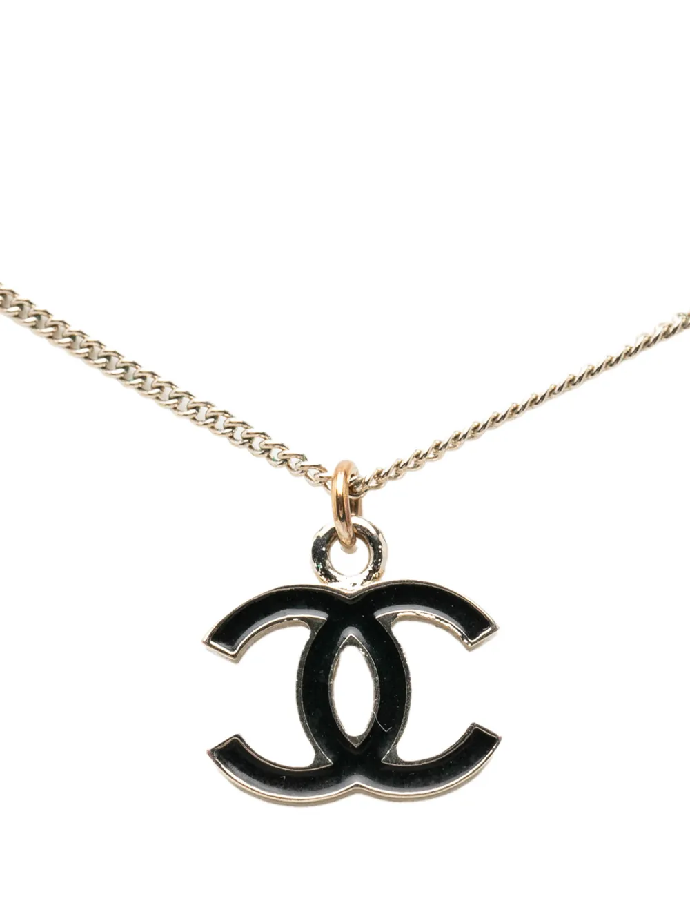 CHANEL Pre-Owned 2006 CC Brass Enamel Pendant Necklace costume necklace - Nero