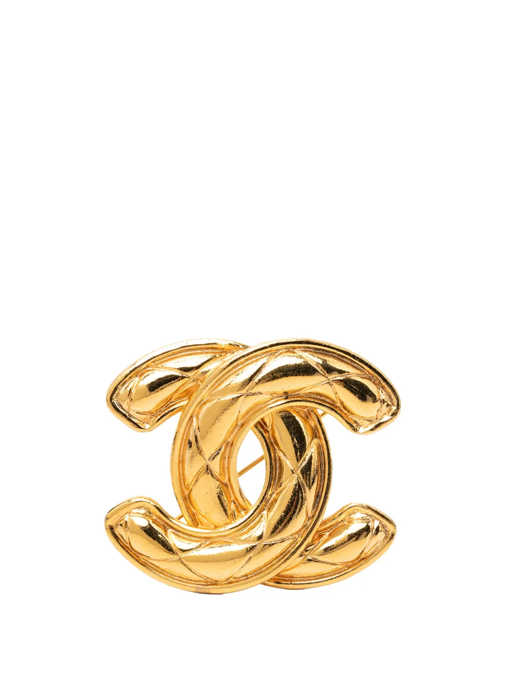 CHANEL Pre-Owned 1970-1980 CC Gold Plated Quilted Brooch costume brooch - Oro