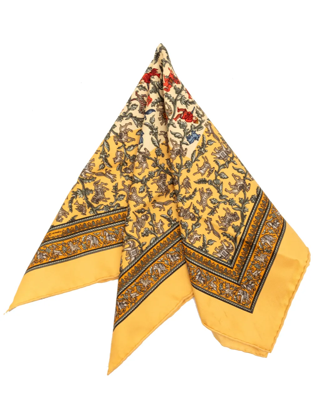 Hermès Pre-Owned 2000-2026 Chasse en Inde Silk Scarf 42 scarves - Giallo