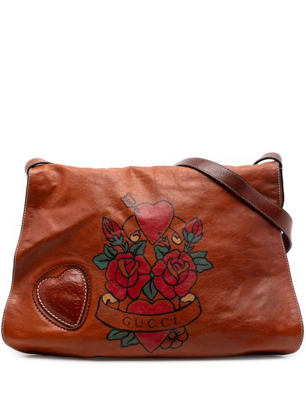 Gucci Pre-Owned 2016-2026 Calfskin Tattoo Heart Tribeca crossbody bag - Marrone