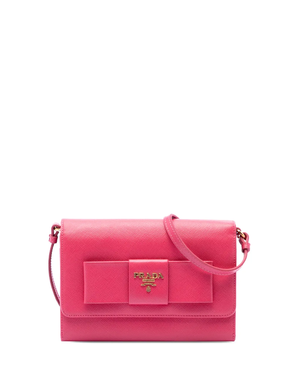 Prada Pre-Owned 2010-2026 Saffiano Lux Bow Wallet On Strap crossbody bag - Rosa