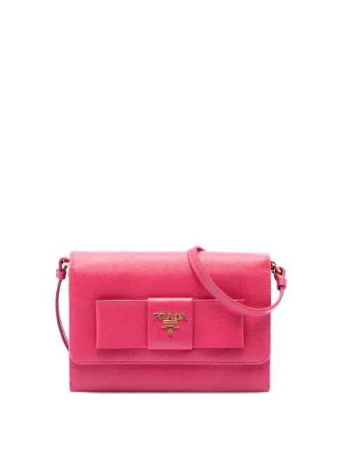 Prada Pre-Owned bolsa crossbody Lux Bow Wallet On Strap de piel saffiano 2010-2026