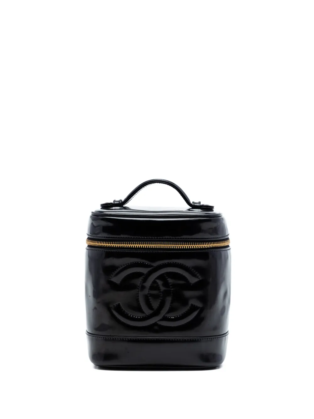 CHANEL Pre-Owned 1996-1997 CC Patent vanity bag - Black