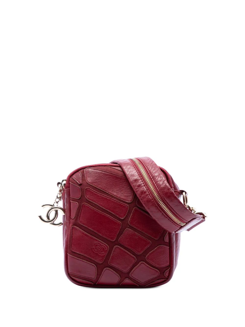 CHANEL Pre-Owned 2008-2009 CC Jersey and Lambskin Scale Camera Bag crossbody bag - Rosso
