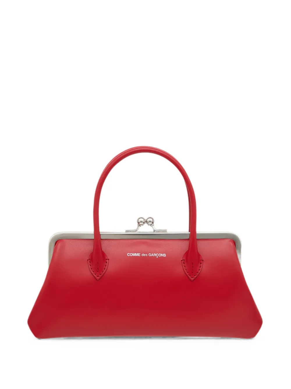 Comme Des Garçons Wallet large Clasp Handles leather tote bag - Rosso