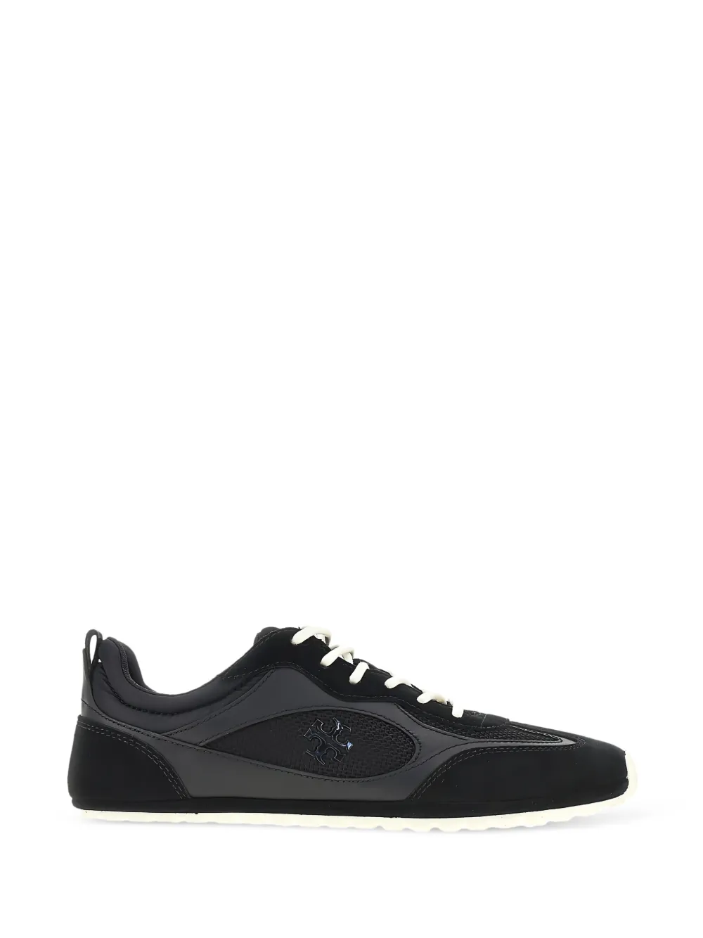 Tory Burch logo-patch panelled sneakers Zwart