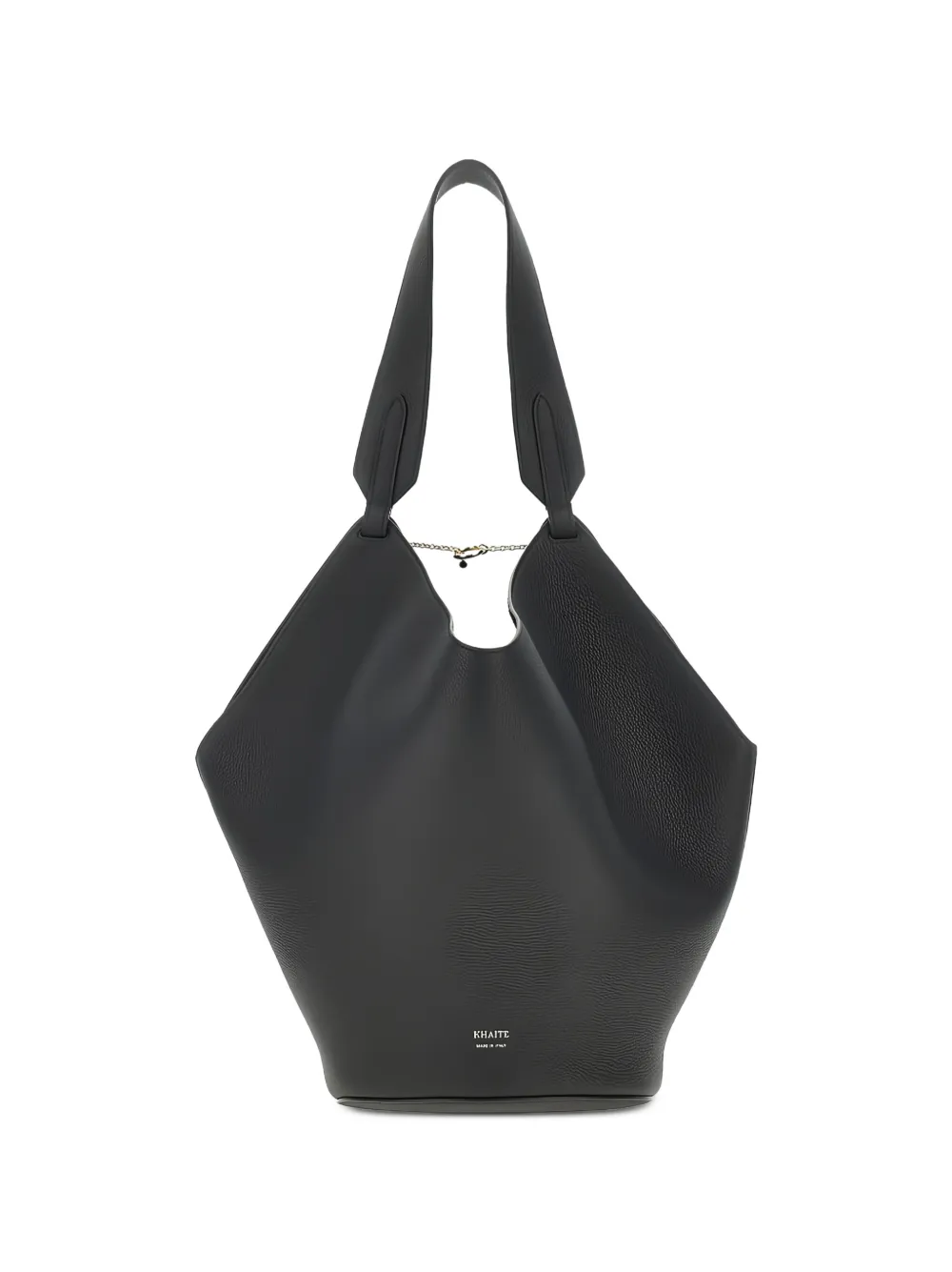 KHAITE Lotus grained leather shoulder bag - Nero