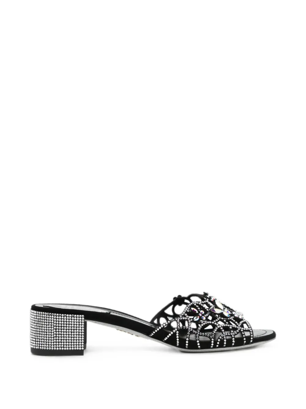 René Caovilla Eden Crystal-embellished Mules In Black