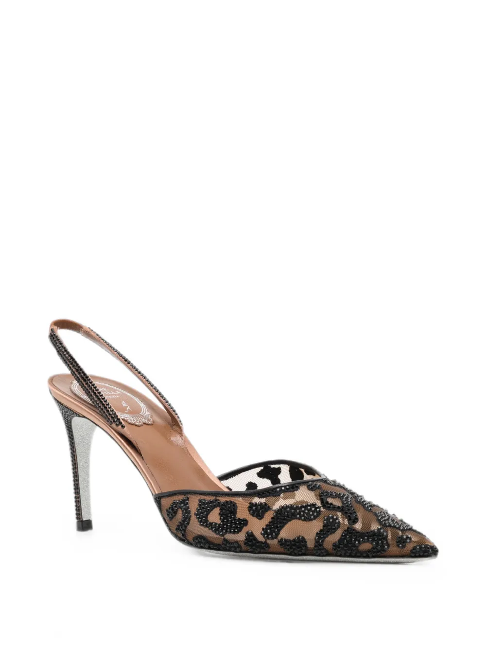 René Caovilla 80mm Allura crystal-embellished pumps Beige