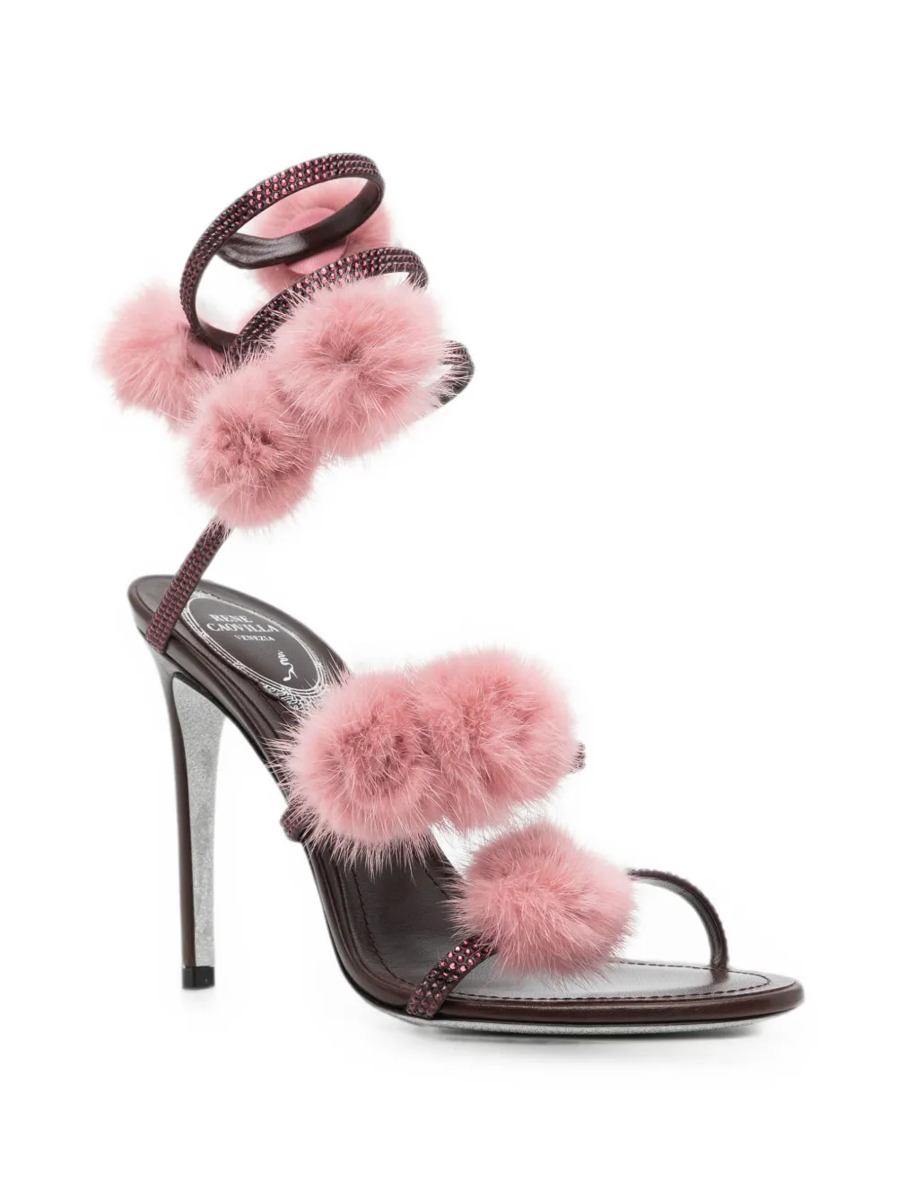 René Caovilla Rosalia pompom-embellished sandals Paars