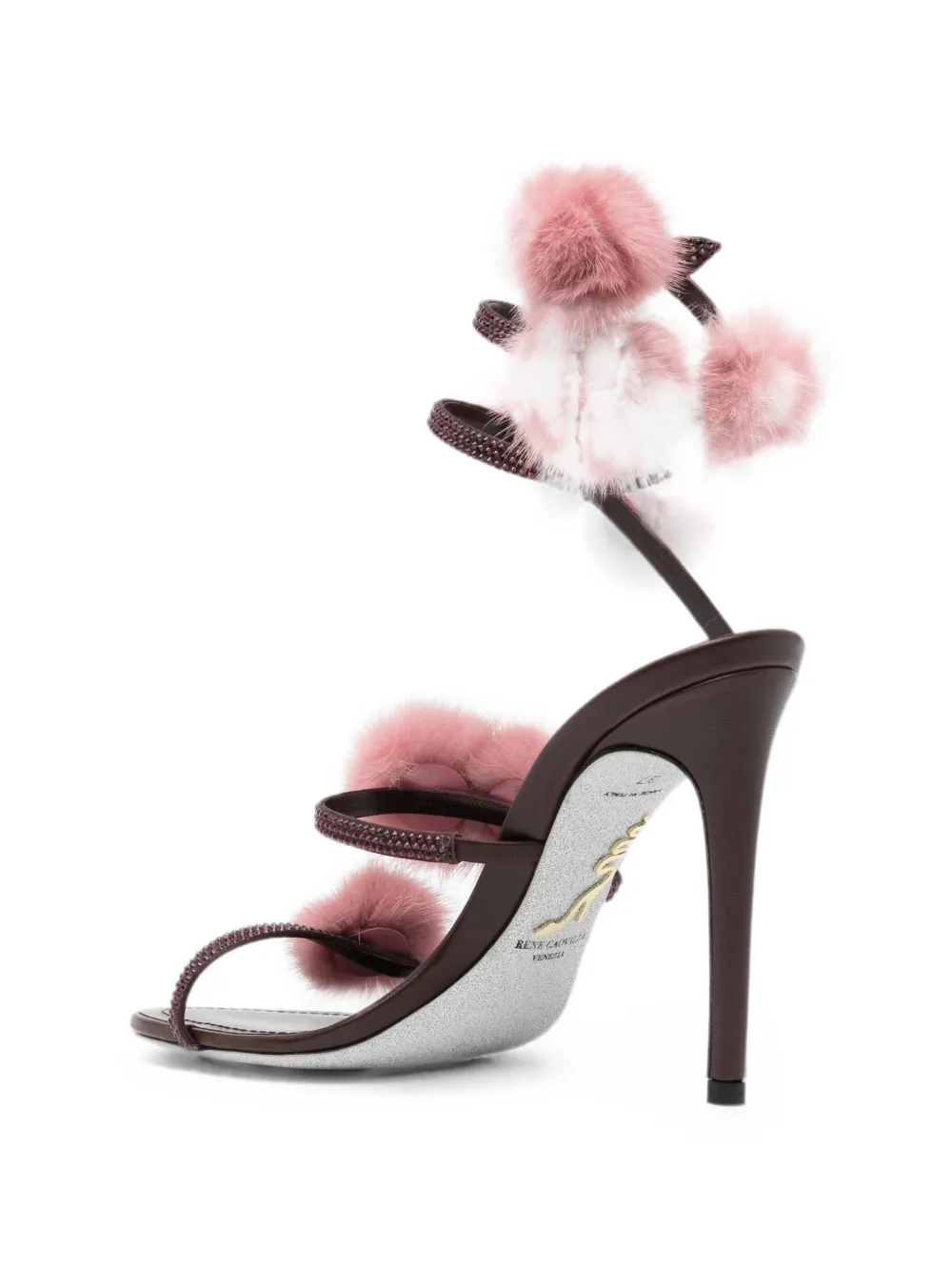 René Caovilla Rosalia pompom-embellished sandals Paars