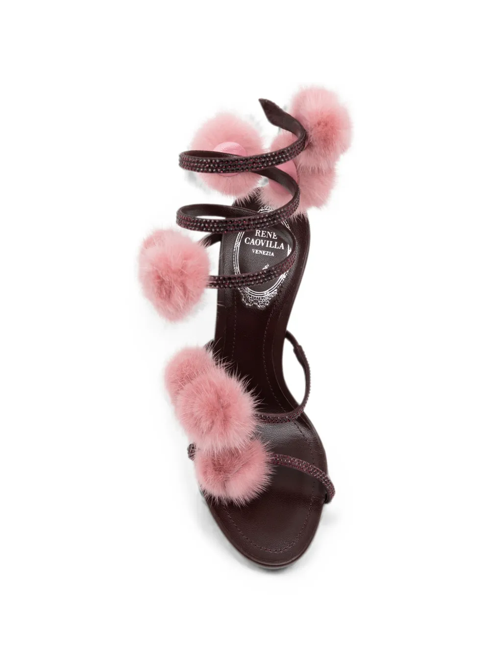 René Caovilla Rosalia pompom-embellished sandals Paars