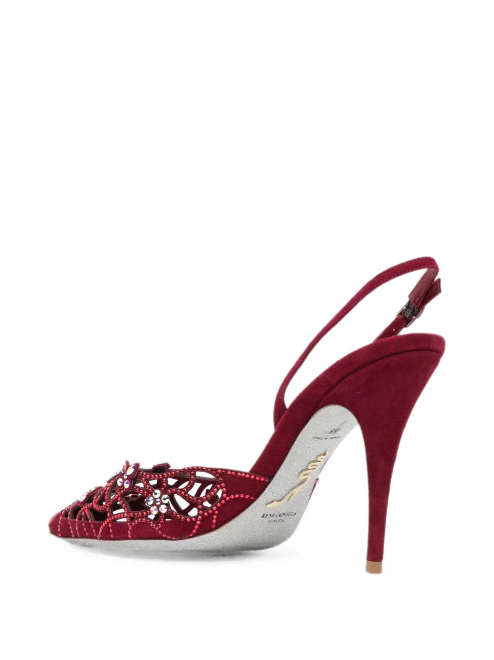 René Caovilla 100mm Eden crystal-embellished pumps Rood