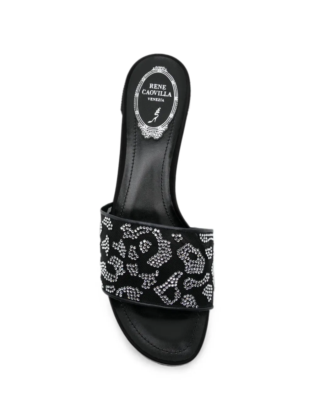René Caovilla Allura crystal-embellished slides Zwart