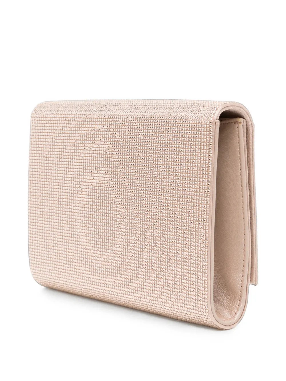 René Caovilla Clutch verfraaid met kristallen en kettinghengsel Beige
