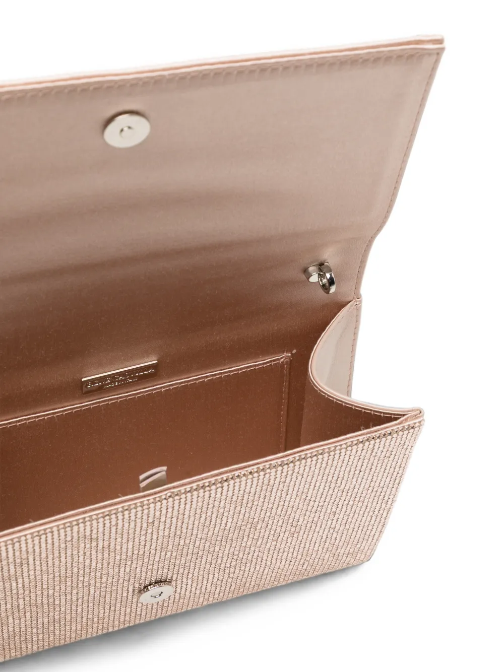 René Caovilla Clutch verfraaid met kristallen en kettinghengsel Beige