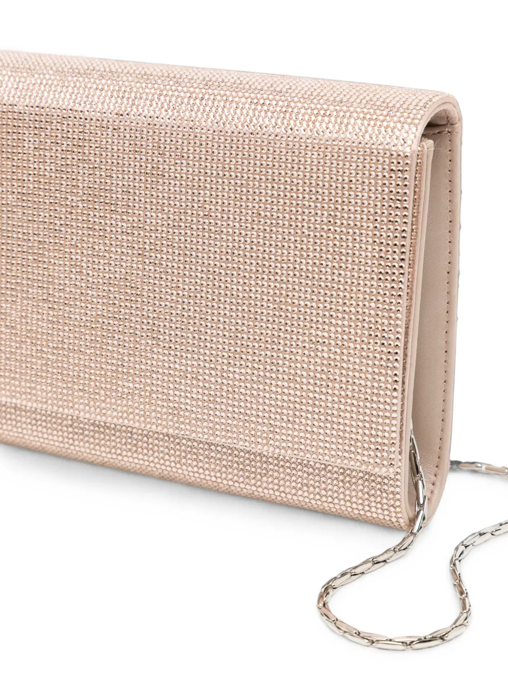 René Caovilla Clutch verfraaid met kristallen en kettinghengsel Beige