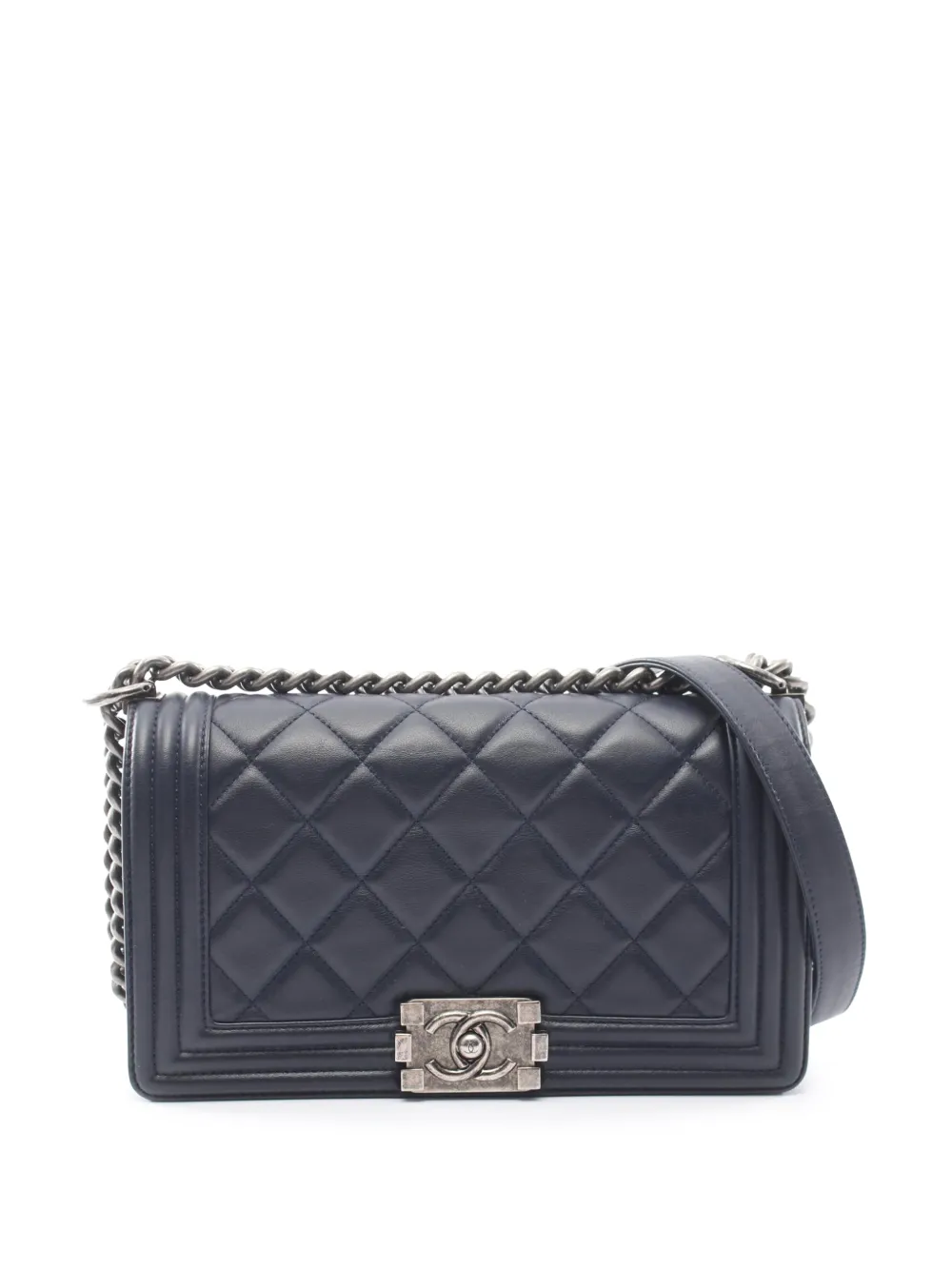 CHANEL Pre-Owned 2014 Old Medium Quilted Lambskin Boy Flap crossbody bag - Blu
