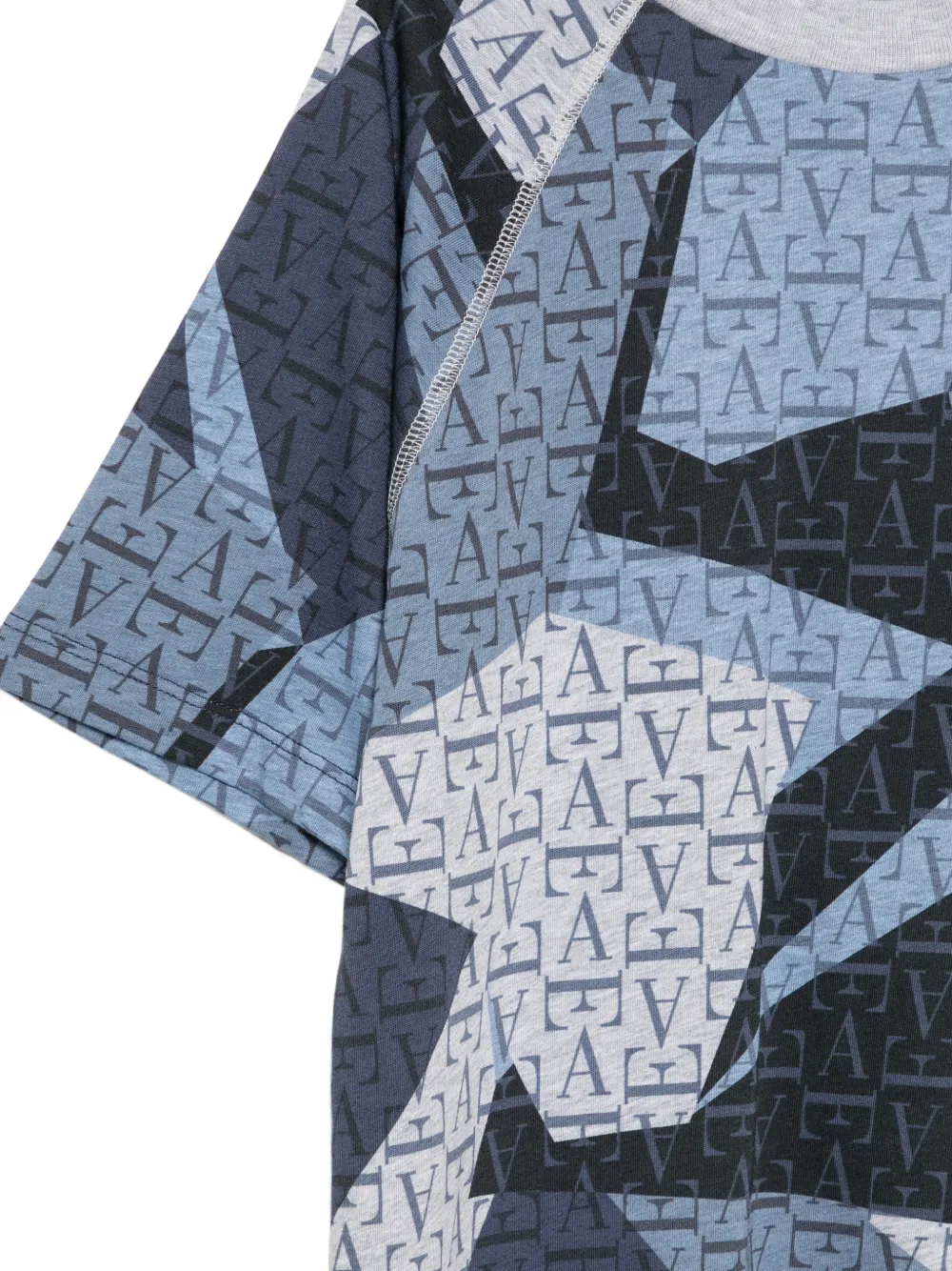 Emporio Armani Kids T-shirt met monogram-print en raglan mouwen Blauw