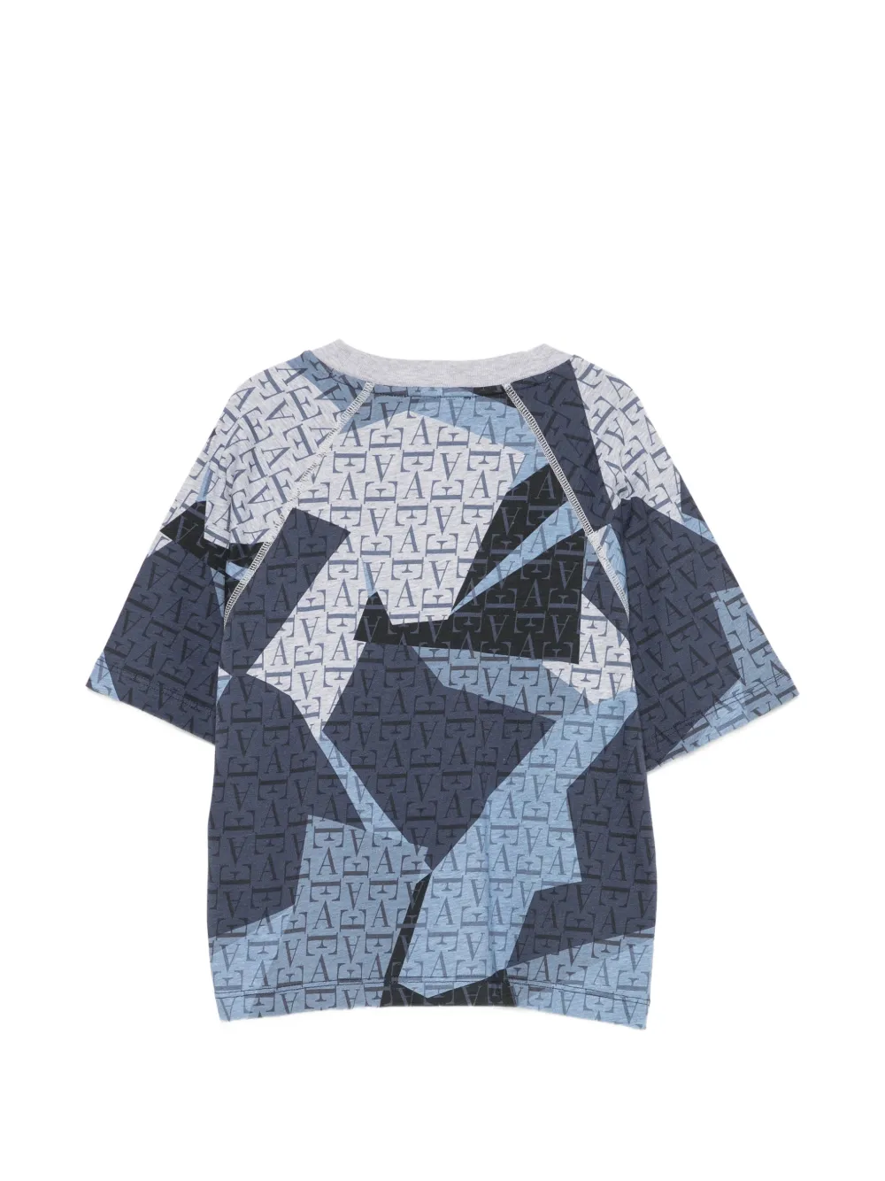 Emporio Armani Kids T-shirt met monogram-print en raglan mouwen Blauw