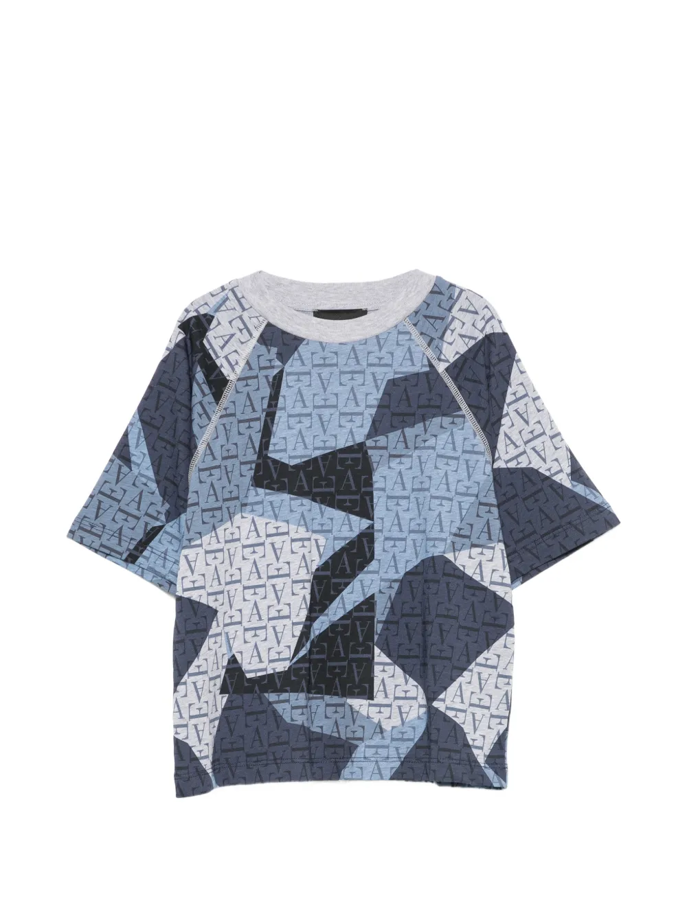 Emporio Armani Kids monogram-print raglan-sleeve T-shirt - Blu