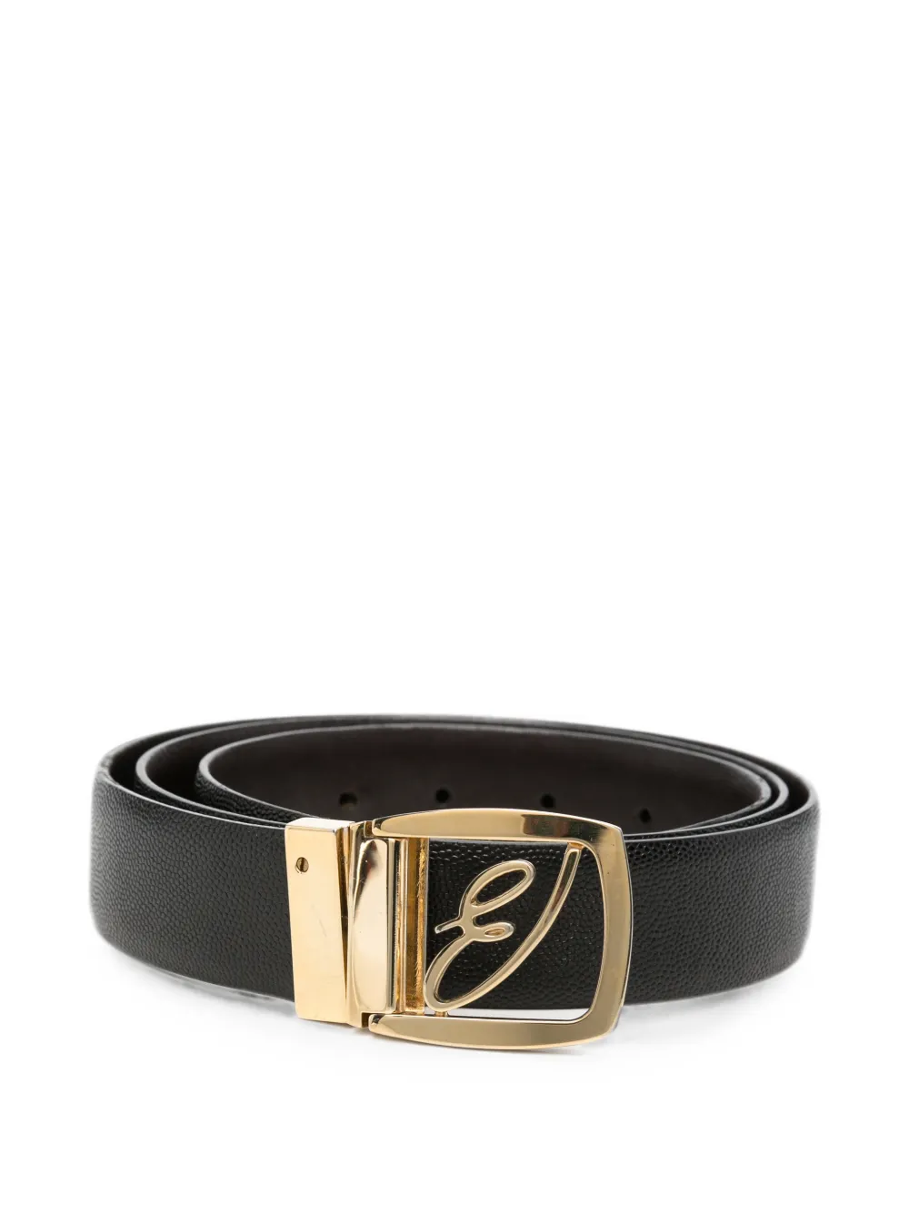 Brioni logo-buckle pebble-grain belt - Nero