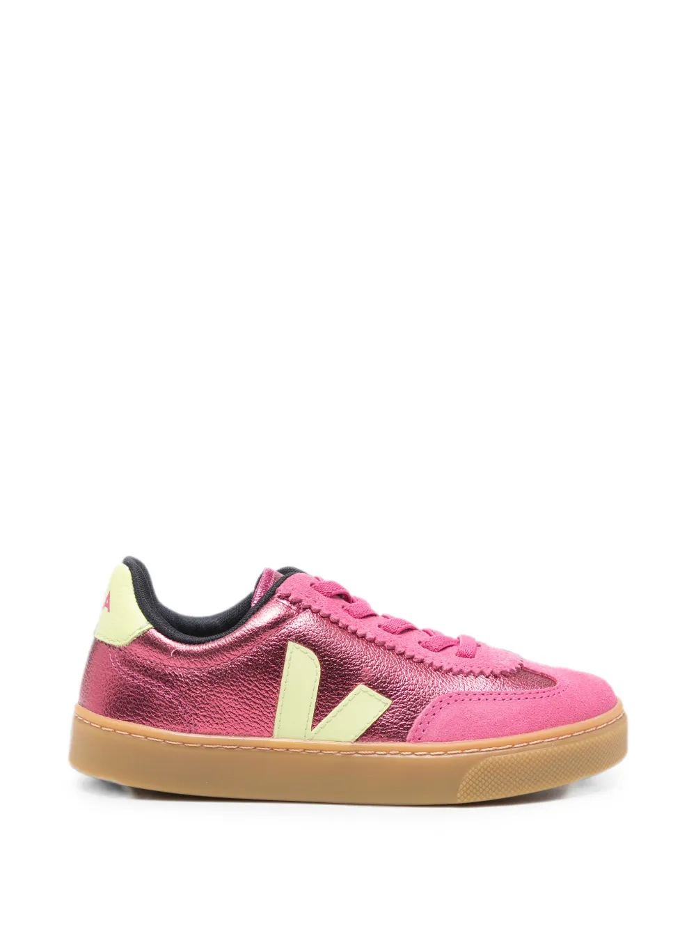 VEJA Kids Volley metallic-effect sneakers - Rosa