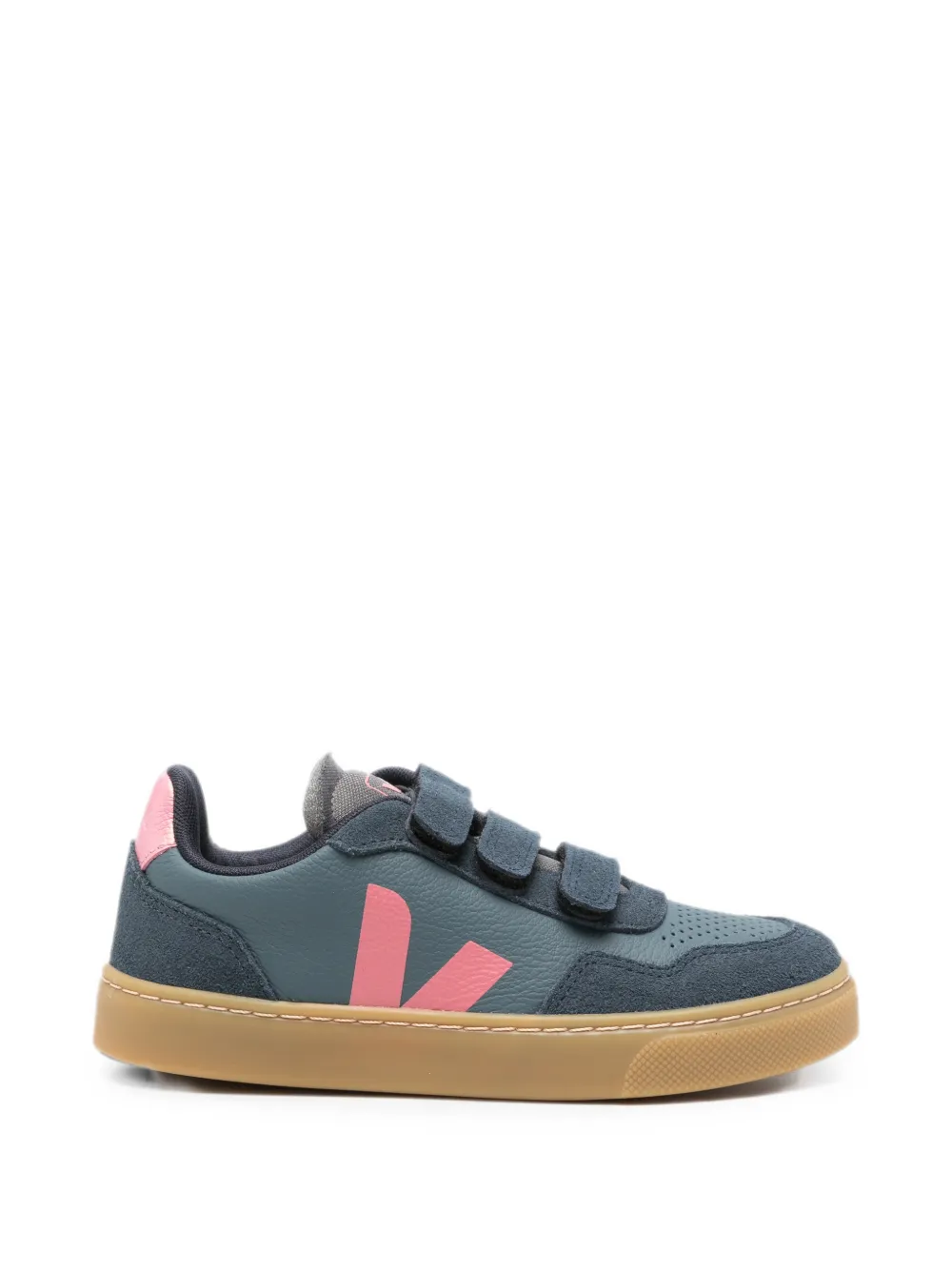 VEJA Kids Small V-90 O.T. touch-strap suede-panelled sneakers - Blu