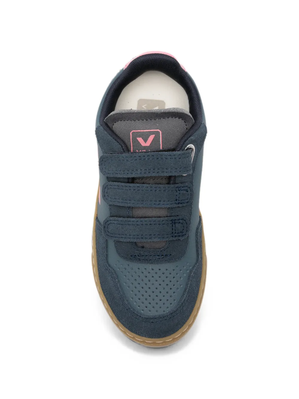 VEJA Kids Small V-90 O.T. touch-strap suede-panelled sneakers Blauw