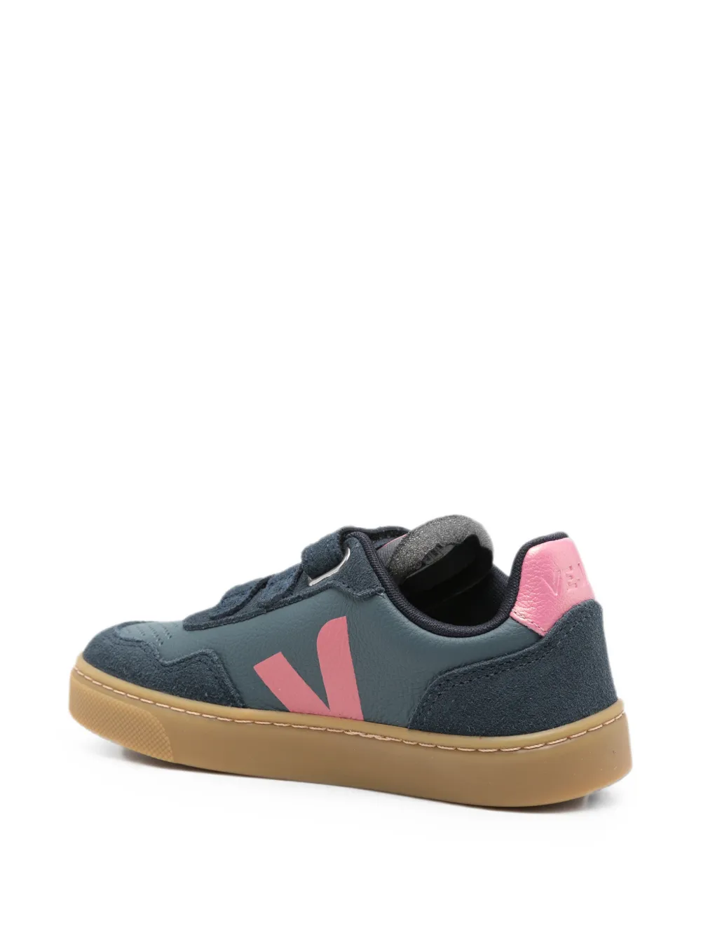VEJA Kids Small V-90 O.T. touch-strap suede-panelled sneakers Blauw