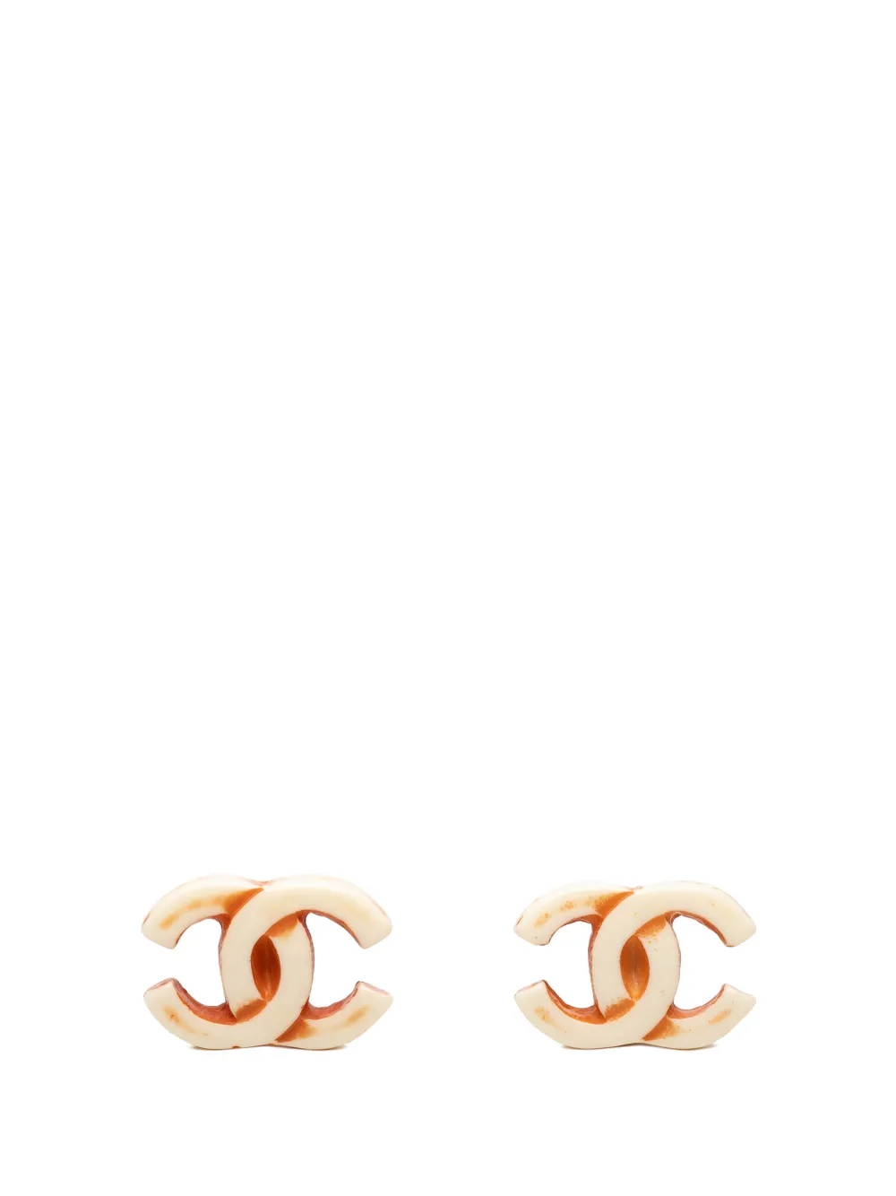 CHANEL Pre-Owned 2001 CC Resin Gold Plated Clip On Earrings costume earrings - Bianco