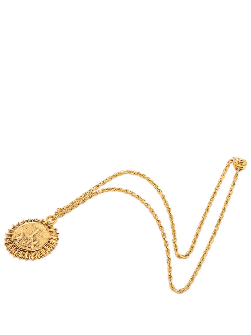 CHANEL Pre-Owned 1970-1980 Gold Plated Medallion Coat of Arms Sunburst Pendant Necklace costume necklace - Oro
