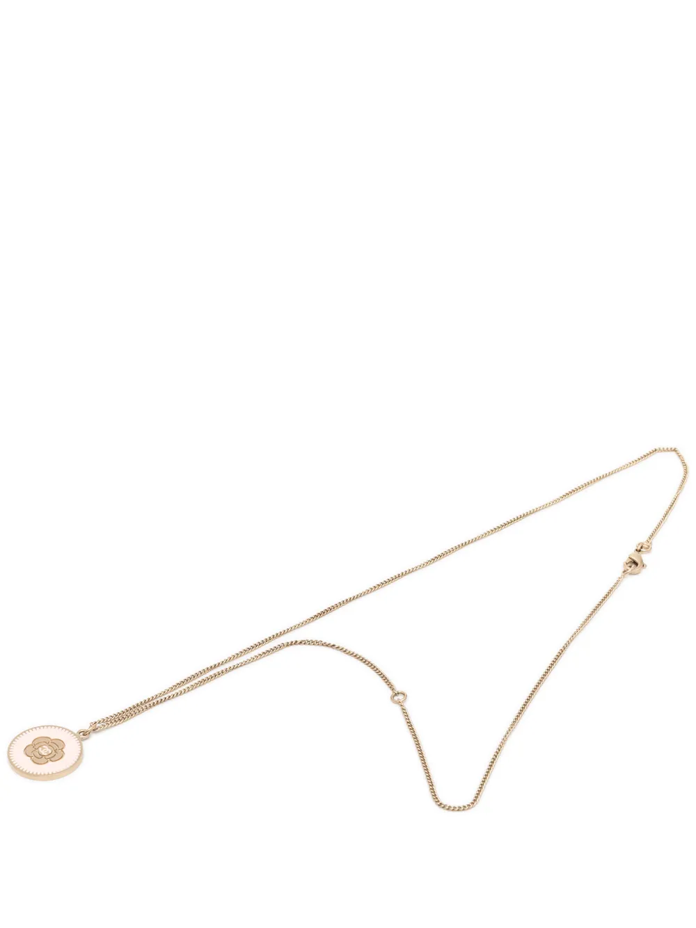 CHANEL Pre-Owned 2006 CC Gold Plated and Enamel Camellia Round Pendant Necklace costume necklace - Oro