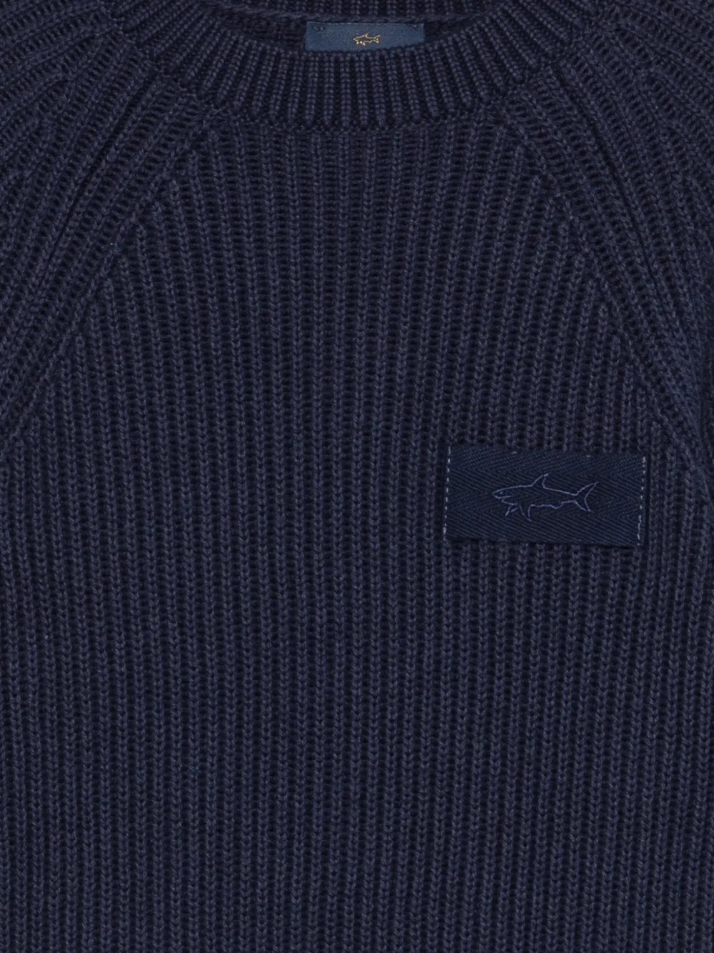 Paul & Shark Junior Ribgebreide trui met logo-patch Blauw