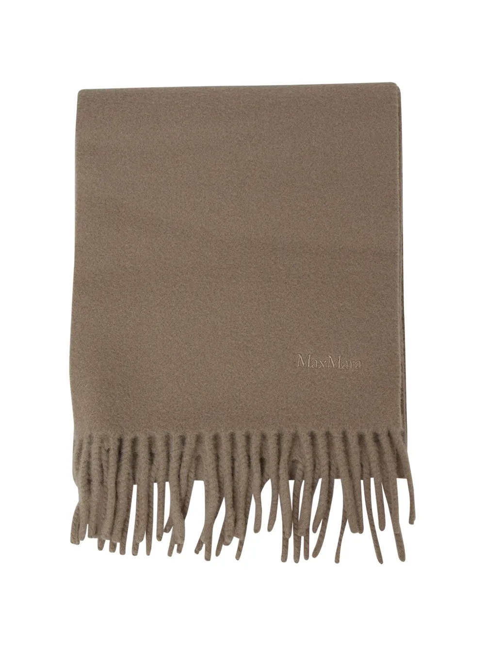 Max Mara logo-embroidered fringed scarf - Toni neutri