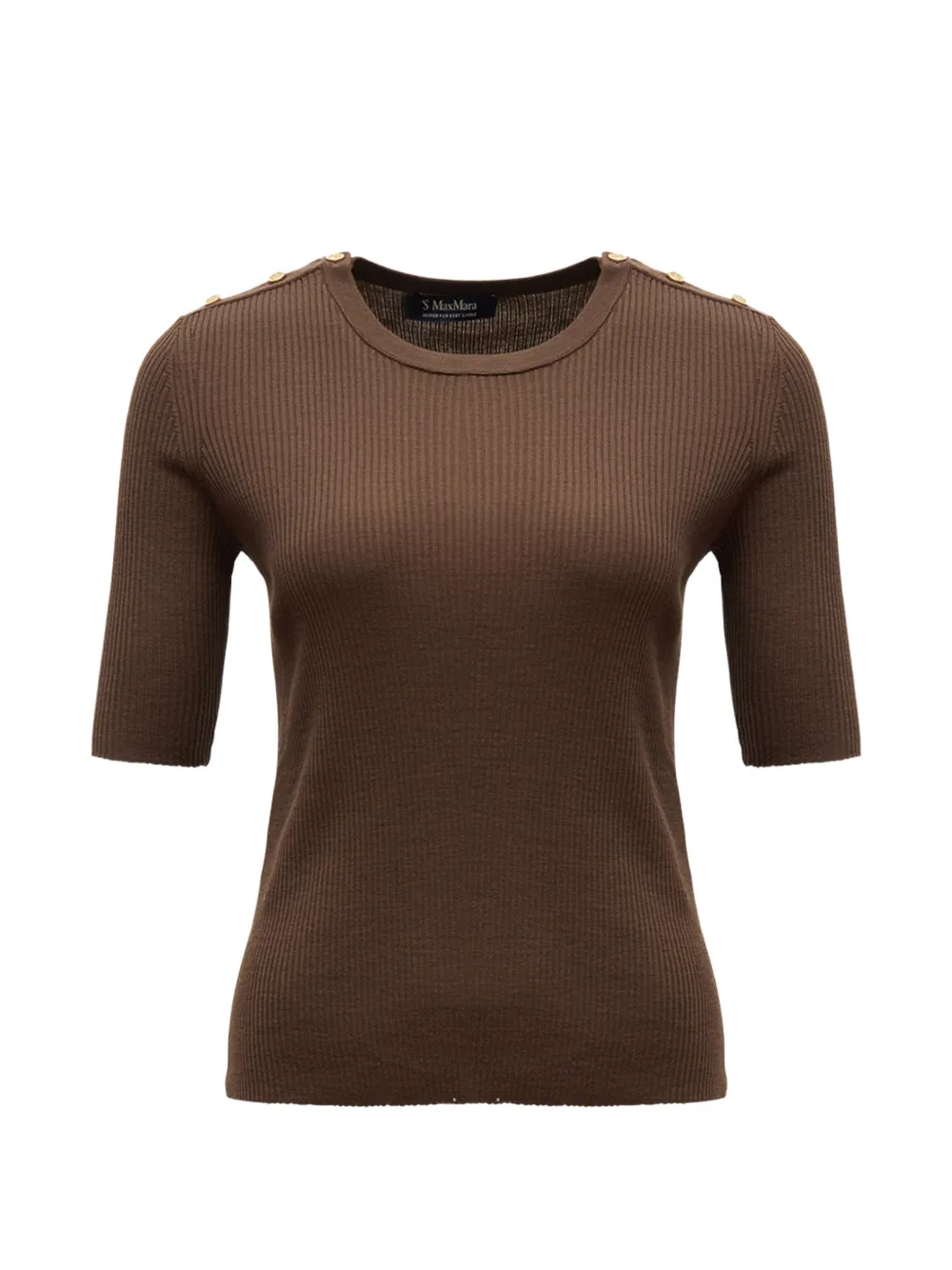 'S Max Mara ribbed-knit button-detail sweater - Braun