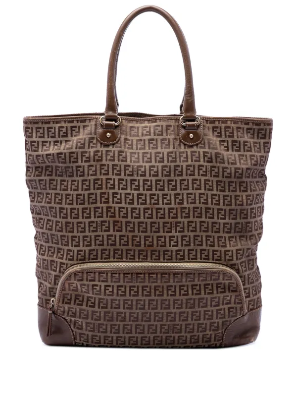 Fendi Pre-owned 2000-2010 Zucchino Canvas Chef Shopping Tote Bag in Brown