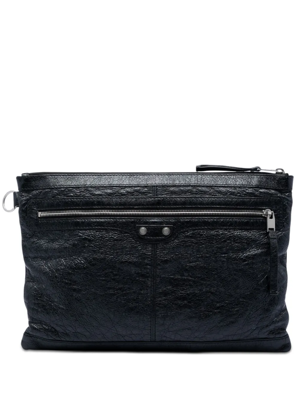 Balenciaga Pre-Owned 2017 Lambskin Motocross Classic Clip L clutch bag - Nero