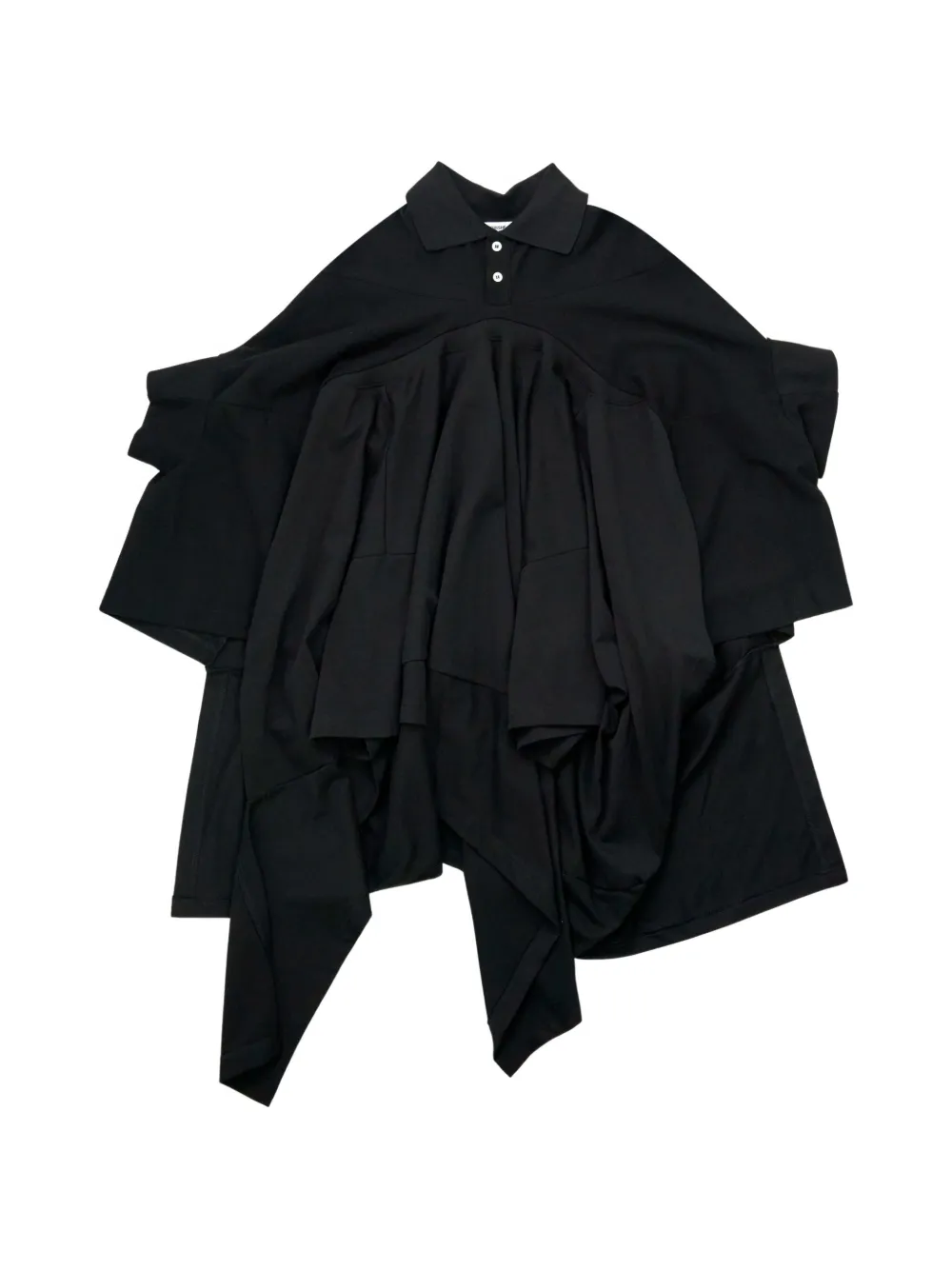 Torishéju draped asymmetric polo shirt - Nero