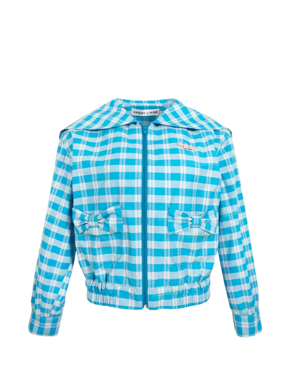Sandy Liang Farro gingham denim jacket - Blu